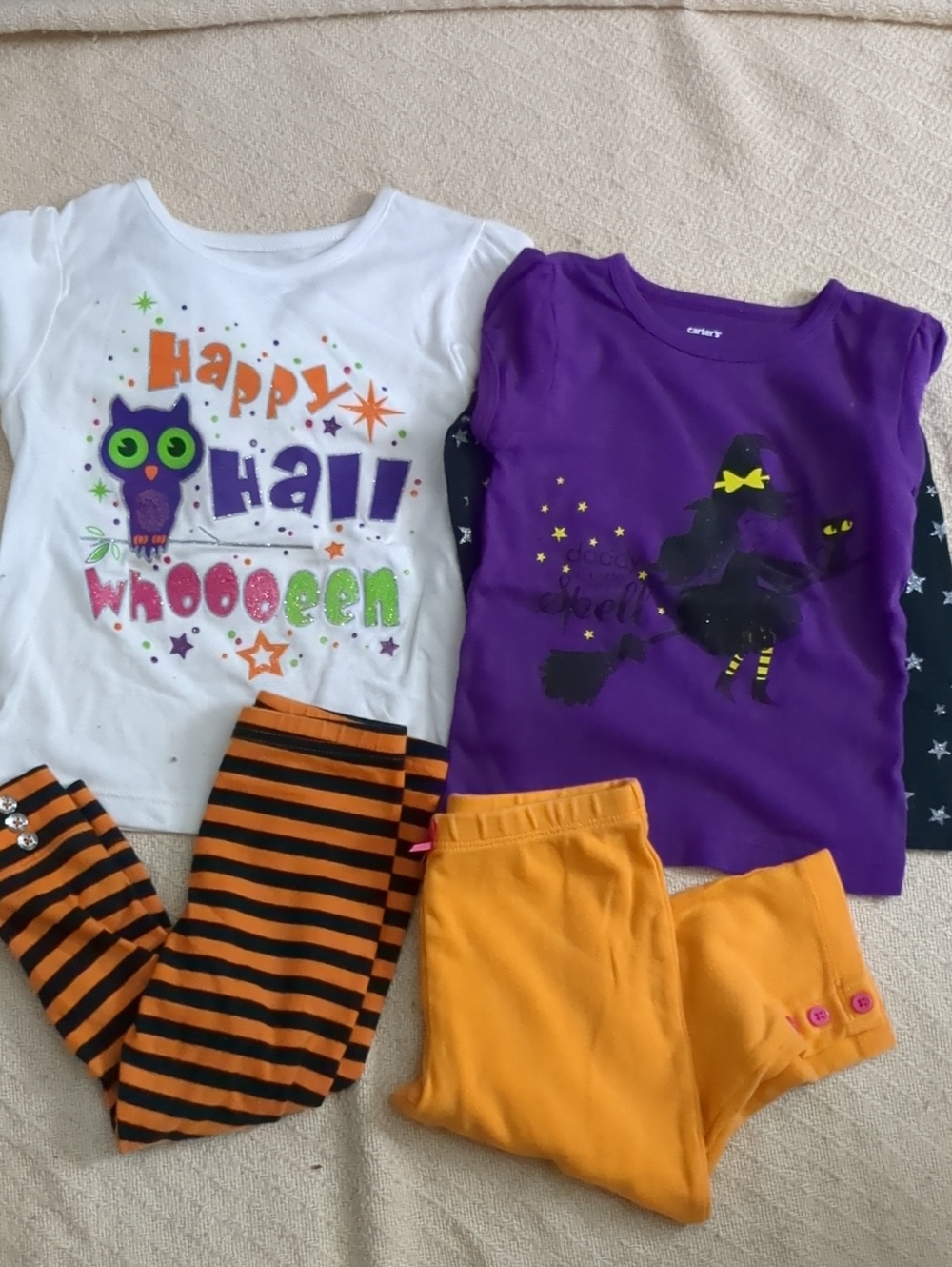 Carter's Girls' Purple Witch Halloween Top and Orange  Leggings Set - Sz. 24 Mon